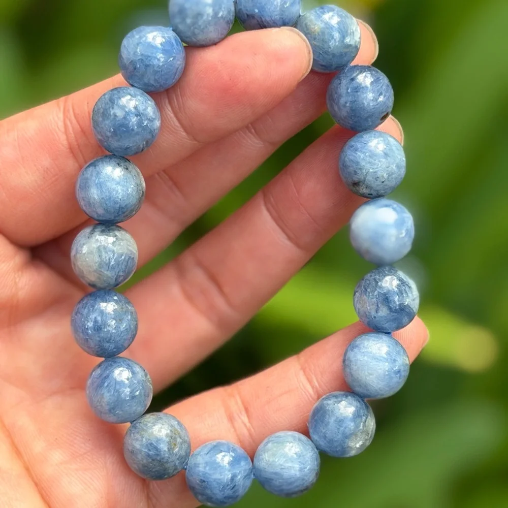 11.5mm stretchable blue‎ kyanite bracelet 0418
